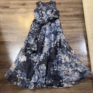 Eliza J Navy and White Floral Sleeveless Jumpsuit
